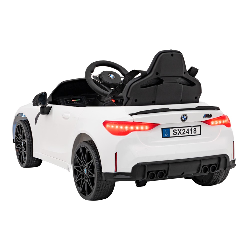 JOKO Elektrické autíčko BMW M4, penové kolesá, kožené sedadlo, biele