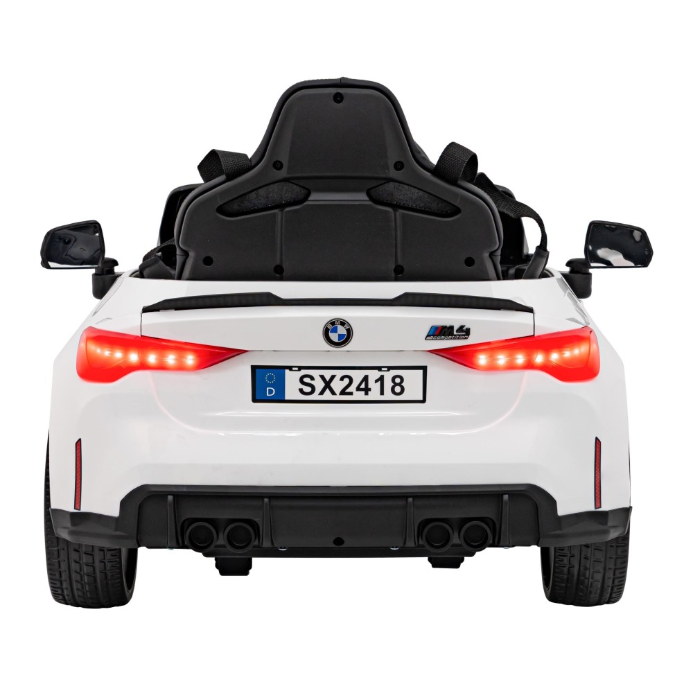 JOKO Elektrické autíčko BMW M4, penové kolesá, kožené sedadlo, biele