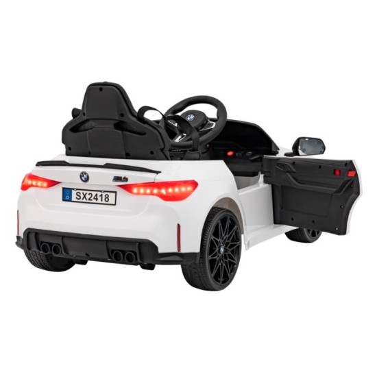 JOKO Elektrické autíčko BMW M4, penové kolesá, kožené sedadlo, biele