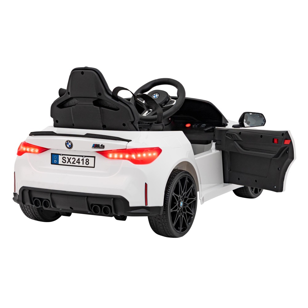 JOKO Elektrické autíčko BMW M4, penové kolesá, kožené sedadlo, biele