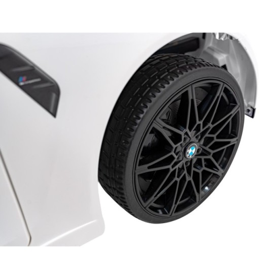JOKO Elektrické autíčko BMW M4, penové kolesá, kožené sedadlo, biele