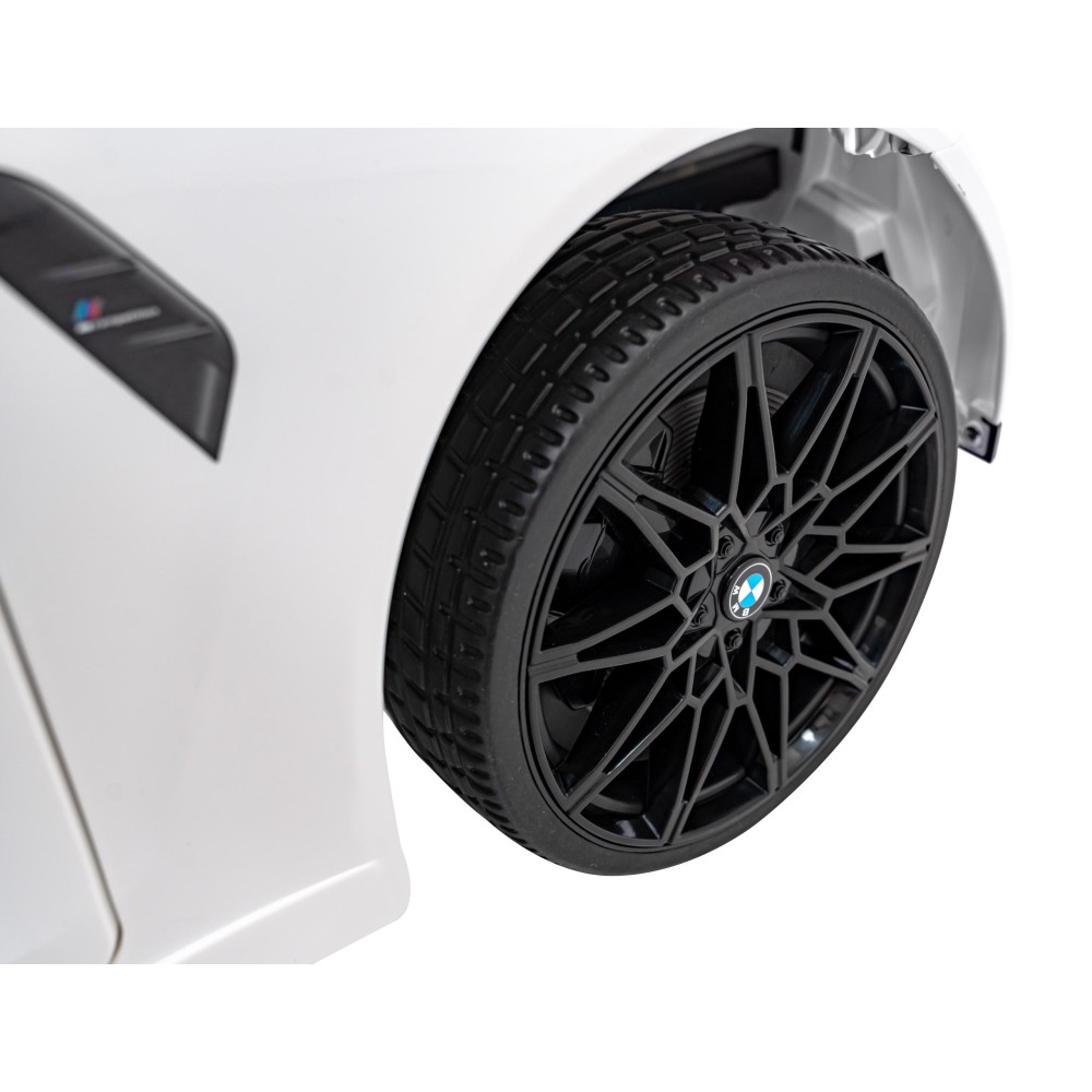 JOKO Elektrické autíčko BMW M4, penové kolesá, kožené sedadlo, biele