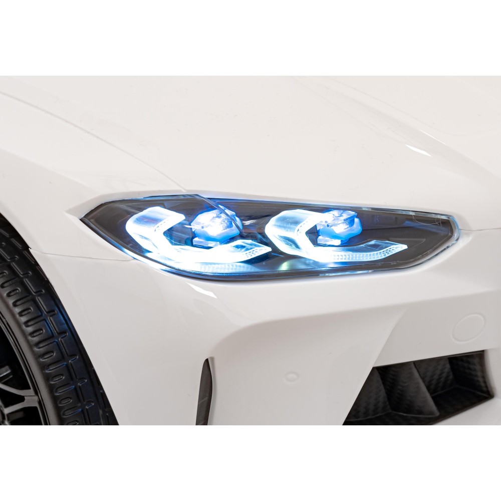 JOKO Elektrické autíčko BMW M4, penové kolesá, kožené sedadlo, biele