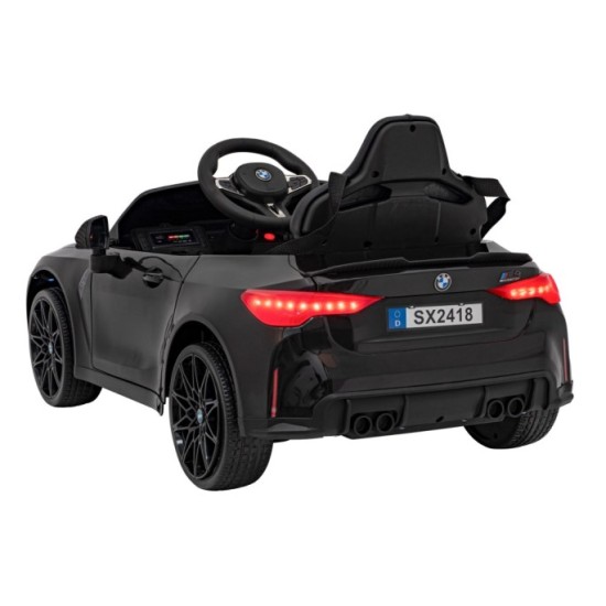 JOKO Elektrické autíčko BMW M4, penové kolesá, kožené sedadlo, čierne