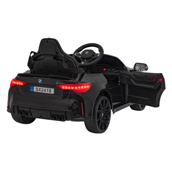 JOKO Elektrické autíčko BMW M4, penové kolesá, kožené sedadlo, čierne