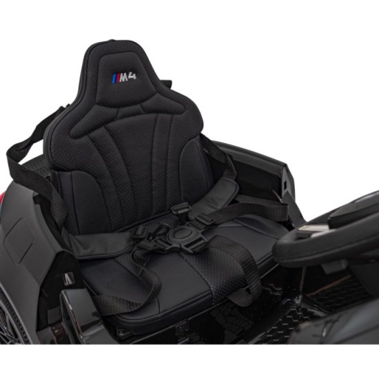 JOKO Elektrické autíčko BMW M4, penové kolesá, kožené sedadlo, čierne