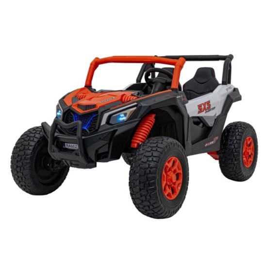 JOKO Elektrické autíčko BUGGY UTV X3 Off-Road 24V 4x200W, Dvojmiestne kožené sedadlo, nosnosť 90kg, penové kolesá, oranžové
