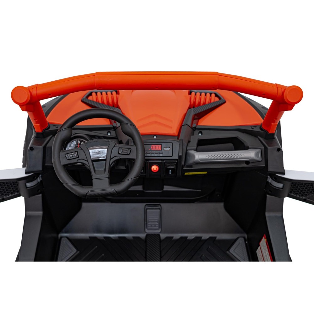 JOKO Elektrické autíčko BUGGY UTV X3 Off-Road 24V 4x200W, Dvojmiestne kožené sedadlo, nosnosť 90kg, penové kolesá, oranžové