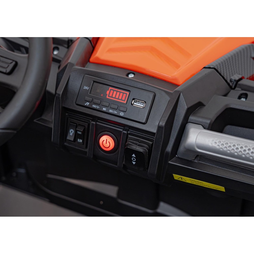 JOKO Elektrické autíčko BUGGY UTV X3 Off-Road 24V 4x200W, Dvojmiestne kožené sedadlo, nosnosť 90kg, penové kolesá, oranžové