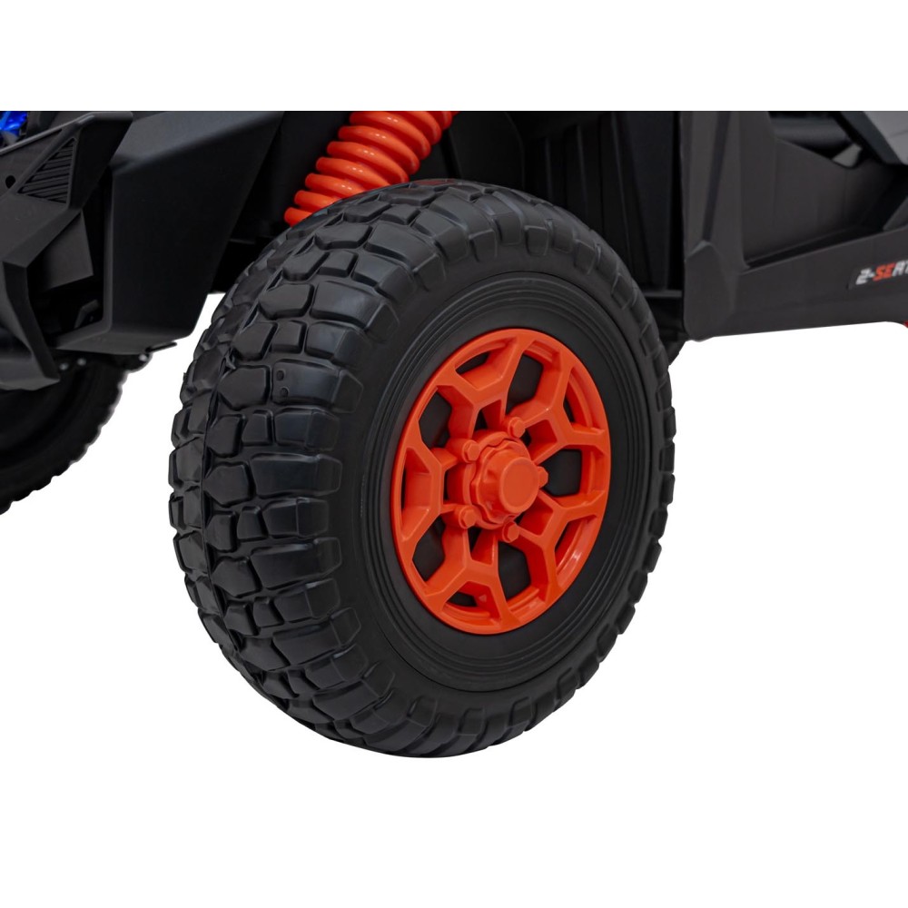 JOKO Elektrické autíčko BUGGY UTV X3 Off-Road 24V 4x200W, Dvojmiestne kožené sedadlo, nosnosť 90kg, penové kolesá, oranžové
