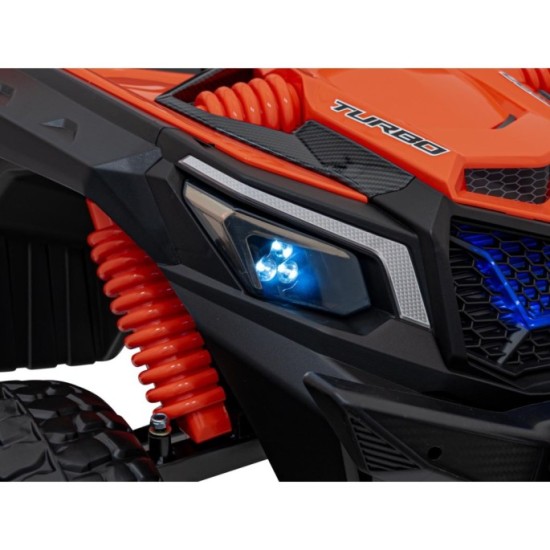 JOKO Elektrické autíčko BUGGY UTV X3 Off-Road 24V 4x200W, Dvojmiestne kožené sedadlo, nosnosť 90kg, penové kolesá, oranžové
