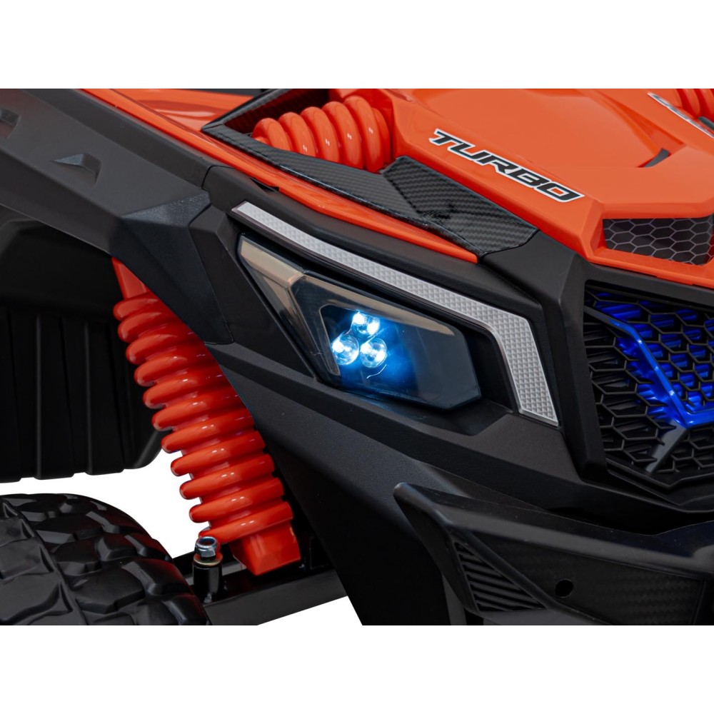 JOKO Elektrické autíčko BUGGY UTV X3 Off-Road 24V 4x200W, Dvojmiestne kožené sedadlo, nosnosť 90kg, penové kolesá, oranžové