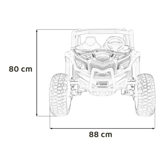 JOKO Elektrické autíčko BUGGY UTV X3 Off-Road 24V 4x200W, Dvojmiestne kožené sedadlo, nosnosť 90kg, penové kolesá, oranžové
