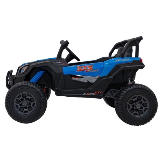 JOKO Elektrické autíčko BUGGY UTV X3 Off-Road 24V 4x200W, Dvojmiestne kožené sedadlo, nosnosť 90kg, penové kolesá, modré