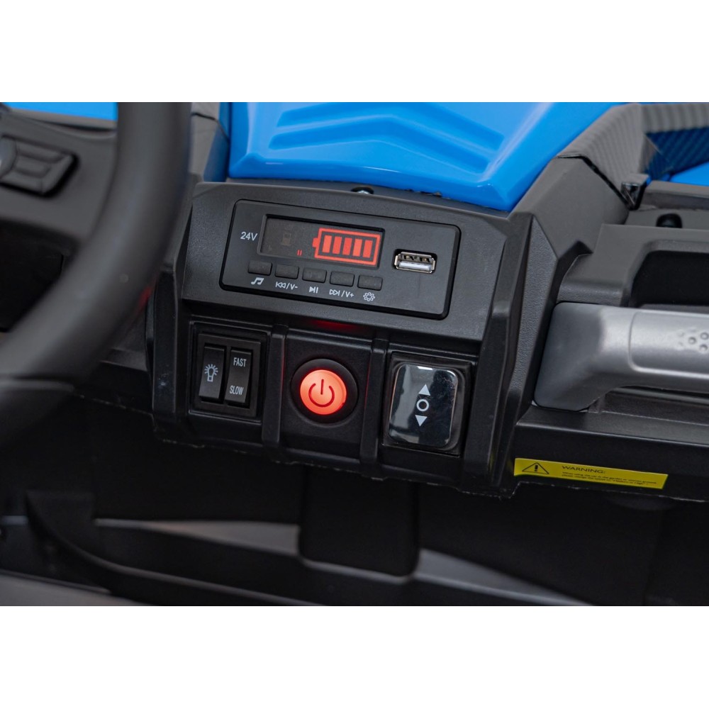 JOKO Elektrické autíčko BUGGY UTV X3 Off-Road 24V 4x200W, Dvojmiestne kožené sedadlo, nosnosť 90kg, penové kolesá, modré