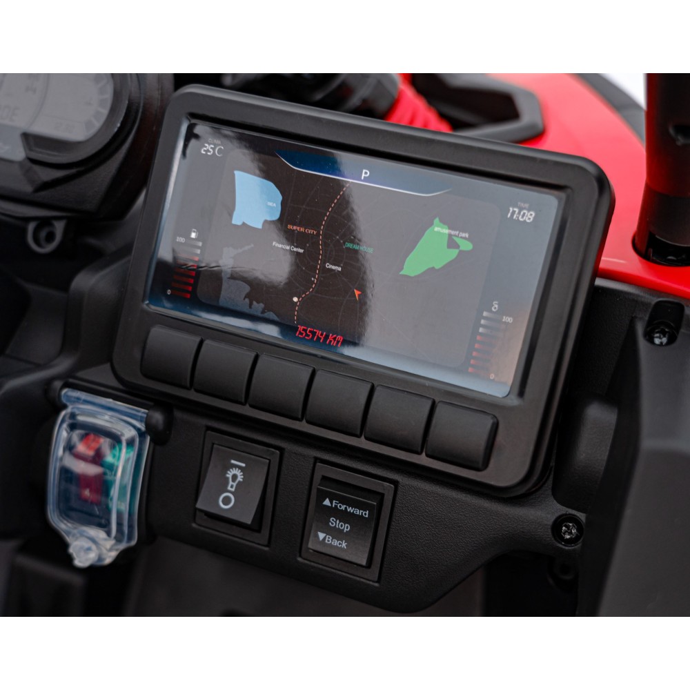 JOKO Elektrické autíčko BUGGY ATV CAN-AM Maverick, 4x200W 24V, Penové kolesá, kožené sedadlo, FM rádio, červené