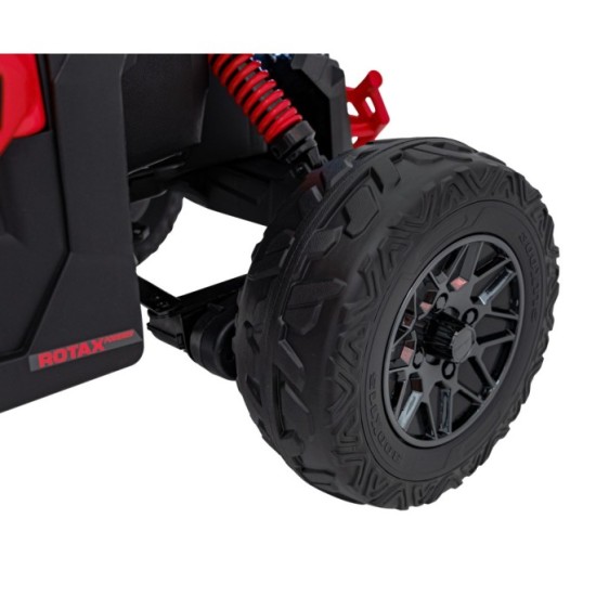 JOKO Elektrické autíčko BUGGY ATV CAN-AM Maverick, 4x200W 24V, Penové kolesá, kožené sedadlo, FM rádio, červené