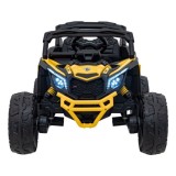 JOKO Elektrické autíčko BUGGY ATV CAN-AM Maverick, 4x200W 24V, Penové kolesá, kožené sedadlo, FM rádio, žlté