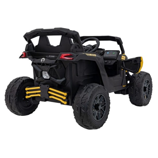 JOKO Elektrické autíčko BUGGY ATV CAN-AM Maverick, 4x200W 24V, Penové kolesá, kožené sedadlo, FM rádio, žlté