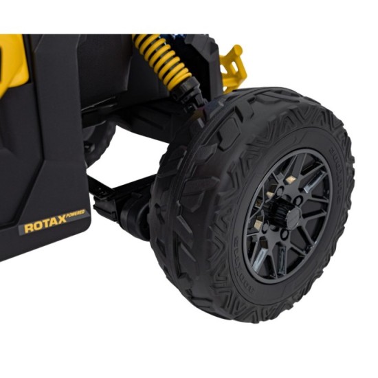 JOKO Elektrické autíčko BUGGY ATV CAN-AM Maverick, 4x200W 24V, Penové kolesá, kožené sedadlo, FM rádio, žlté