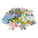 JOKO Sada Drevené Kocky Zámok s Rytiermi a Drakom + Puzzle Hrad + Hra Človeče Nehnevaj sa + Vkladačka