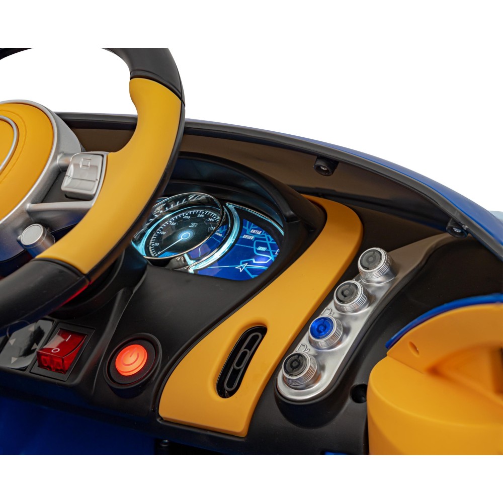 JOKO Elektrické Autíčko Bugatti Chiron, penové kolesá, kožené sedadlo, modré