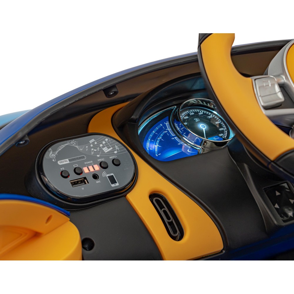 JOKO Elektrické Autíčko Bugatti Chiron, penové kolesá, kožené sedadlo, modré