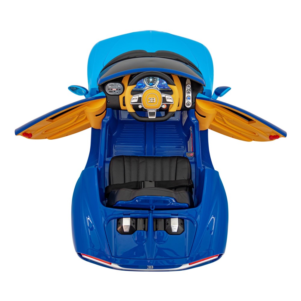 JOKO Elektrické Autíčko Bugatti Chiron, penové kolesá, kožené sedadlo, modré
