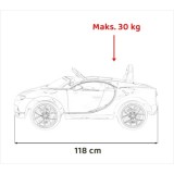 JOKO Elektrické Autíčko Bugatti Chiron, penové kolesá, kožené sedadlo, modré