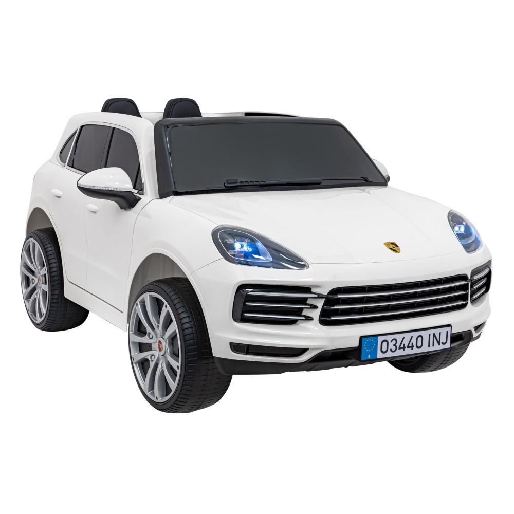 JOKO Elektrické Autíčko Porsche Cayenne S, LAKOVANÉ, penové kolesá, kožené sedadlo, biele