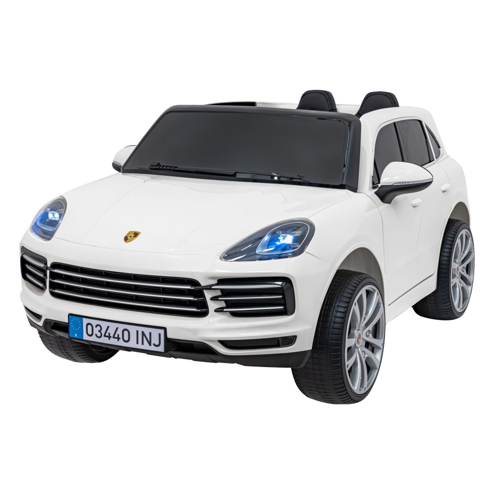 JOKO Elektrické Autíčko Porsche Cayenne S, LAKOVANÉ, penové kolesá, kožené sedadlo, biele