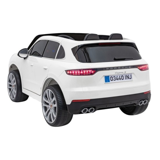 JOKO Elektrické Autíčko Porsche Cayenne S, LAKOVANÉ, penové kolesá, kožené sedadlo, biele