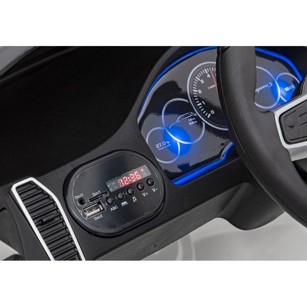 JOKO Elektrické Autíčko Porsche Cayenne S, LAKOVANÉ, penové kolesá, kožené sedadlo, biele