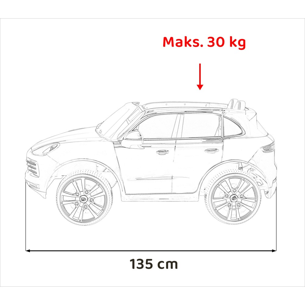 JOKO Elektrické Autíčko Porsche Cayenne S, LAKOVANÉ, penové kolesá, kožené sedadlo, biele