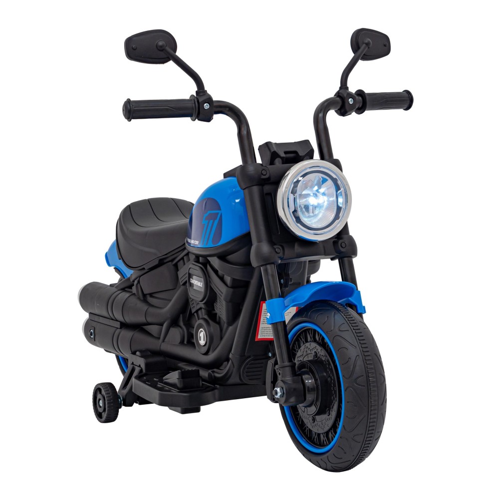 JOKO Elektrická Motorka Chopper FASTER, FM rádio, modrá