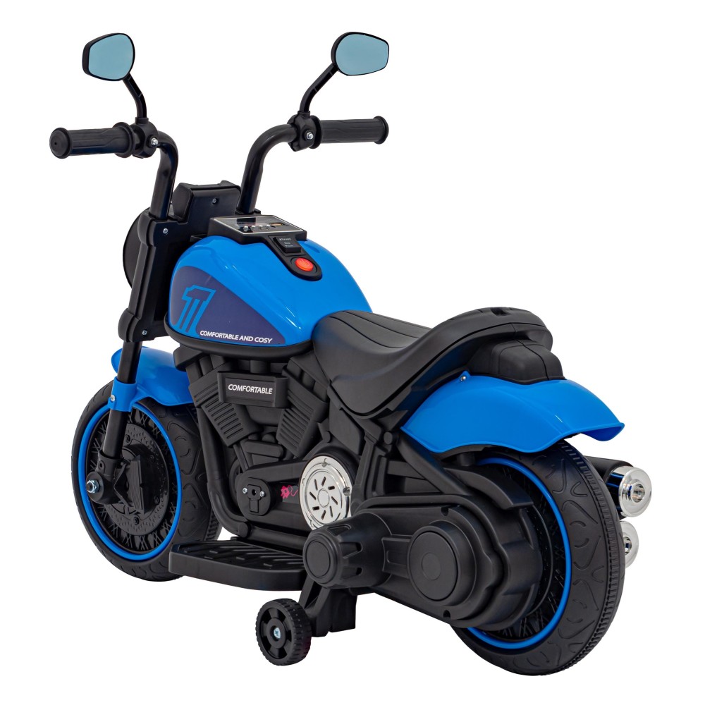 JOKO Elektrická Motorka Chopper FASTER, FM rádio, modrá