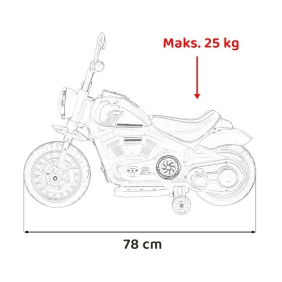 JOKO Elektrická Motorka Chopper FASTER, FM rádio, modrá