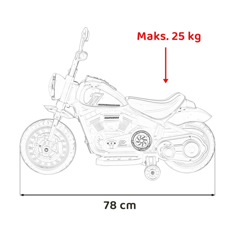 JOKO Elektrická Motorka Chopper FASTER, FM rádio, modrá