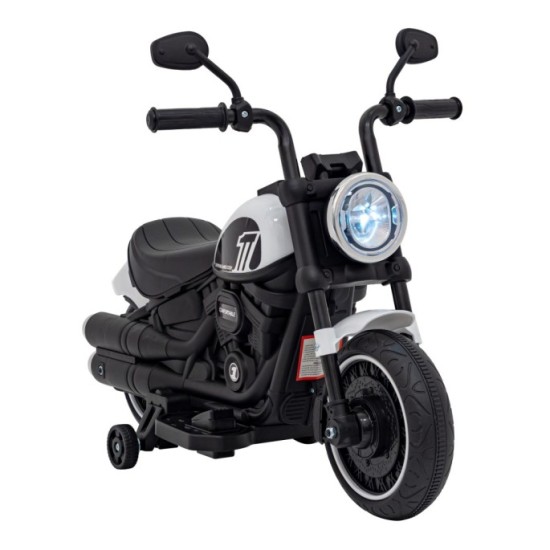 JOKO Elektrická Motorka Chopper FASTER, FM rádio, biela