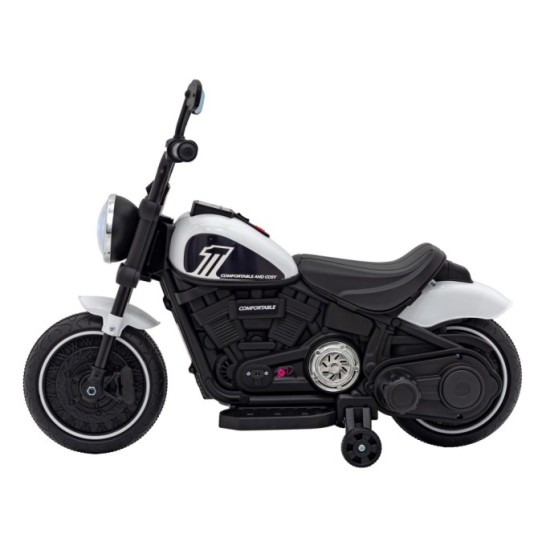 JOKO Elektrická Motorka Chopper FASTER, FM rádio, biela