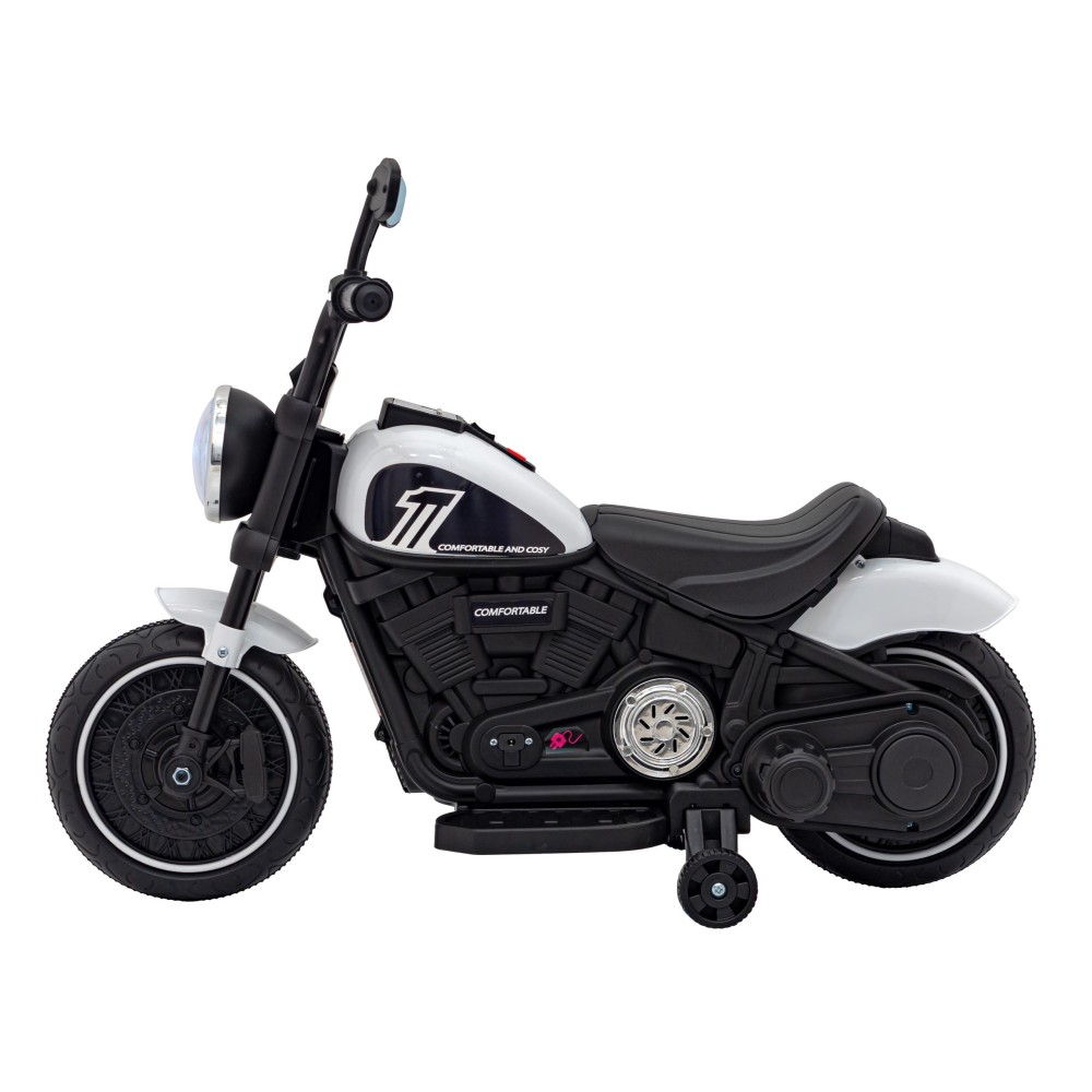 JOKO Elektrická Motorka Chopper FASTER, FM rádio, biela