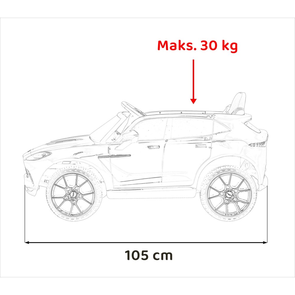 JOKO Elektrické Autíčko Aston Martin DBX 4x4, penové kolesá, kožené sedadlo, červené