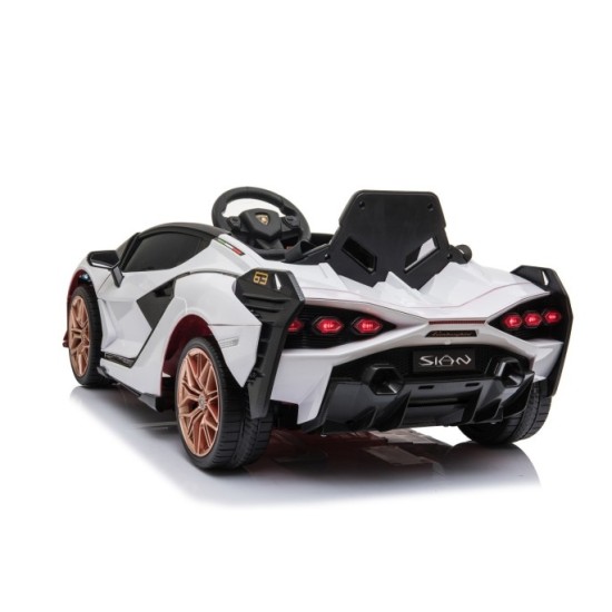 JOKO Elektrické Autíčko Lamborghini Sian 4x4, penové kolesá, kožené sedadlo, biele