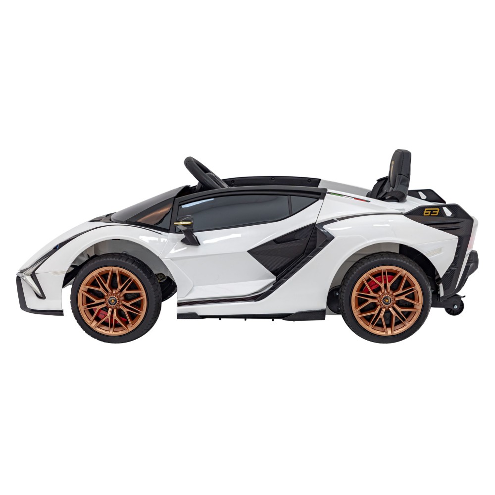 JOKO Elektrické Autíčko Lamborghini Sian 4x4, penové kolesá, kožené sedadlo, biele