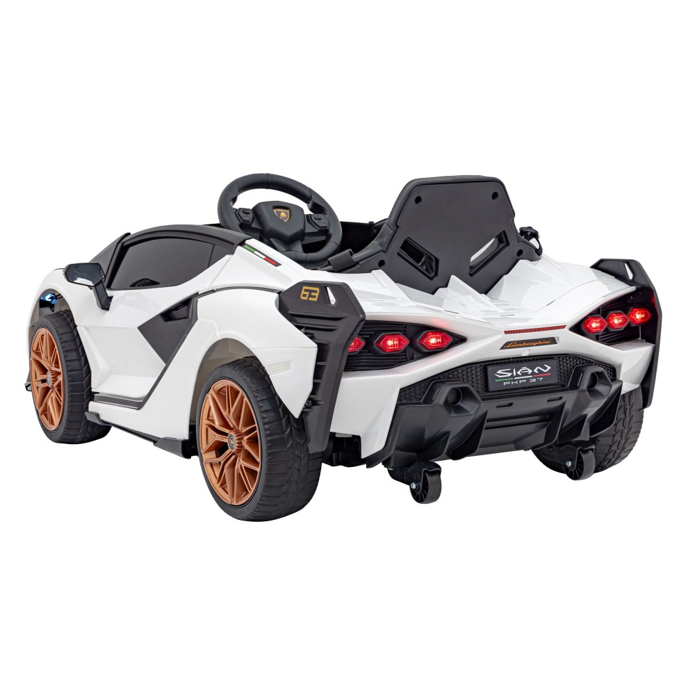 JOKO Elektrické Autíčko Lamborghini Sian 4x4, penové kolesá, kožené sedadlo, biele