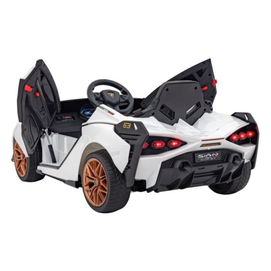 JOKO Elektrické Autíčko Lamborghini Sian 4x4, penové kolesá, kožené sedadlo, biele