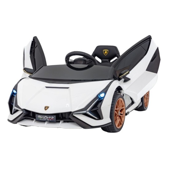 JOKO Elektrické Autíčko Lamborghini Sian 4x4, penové kolesá, kožené sedadlo, biele