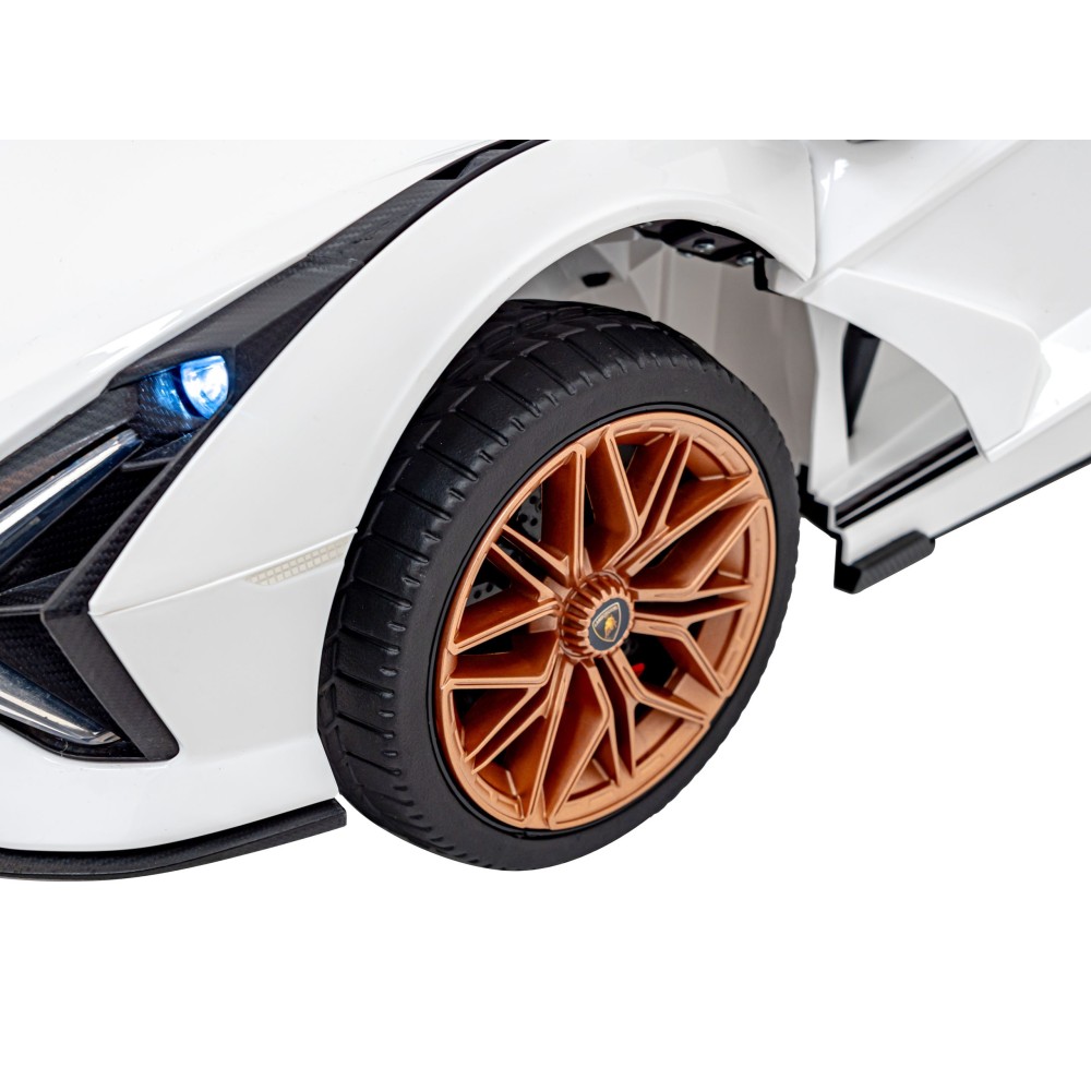 JOKO Elektrické Autíčko Lamborghini Sian 4x4, penové kolesá, kožené sedadlo, biele