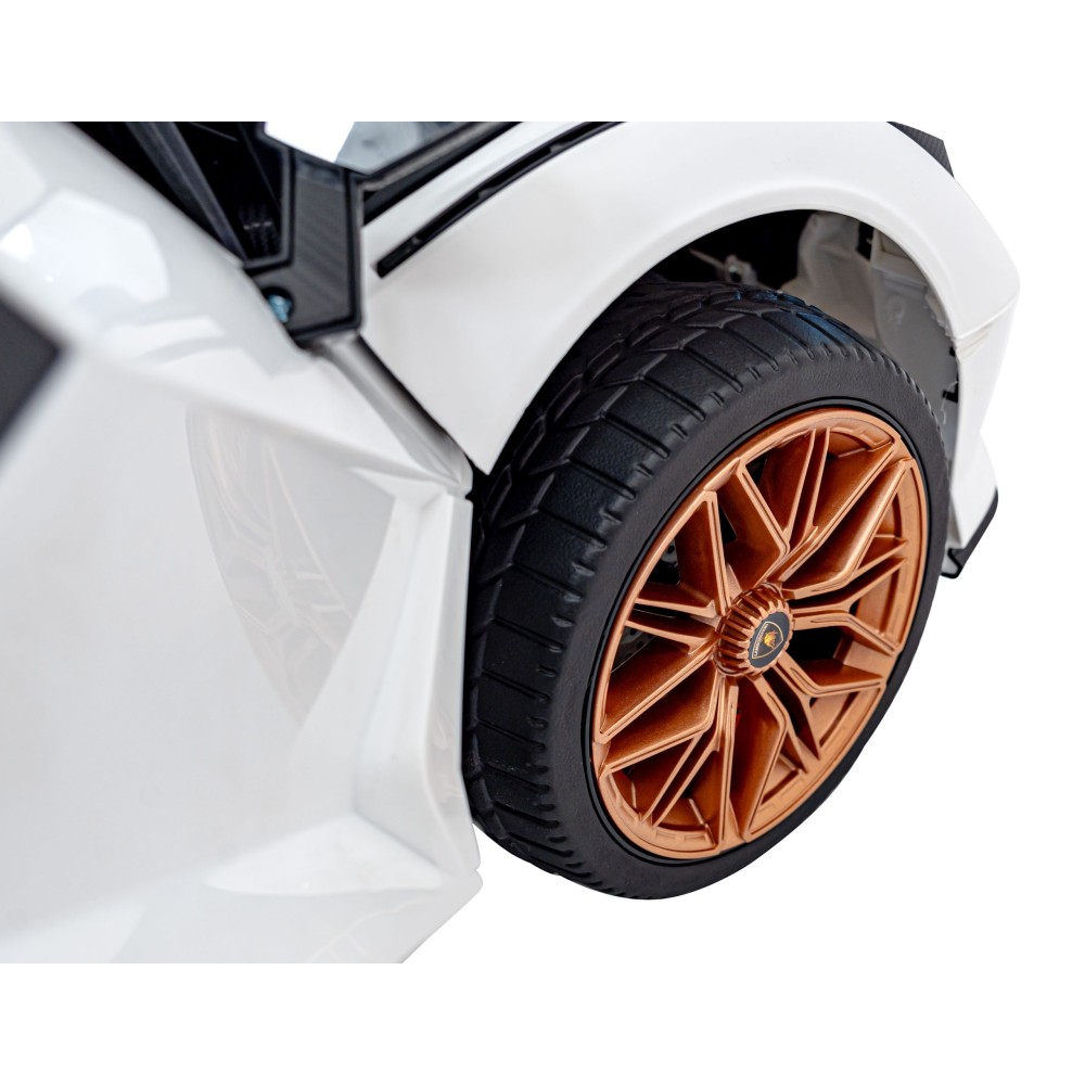 JOKO Elektrické Autíčko Lamborghini Sian 4x4, penové kolesá, kožené sedadlo, biele