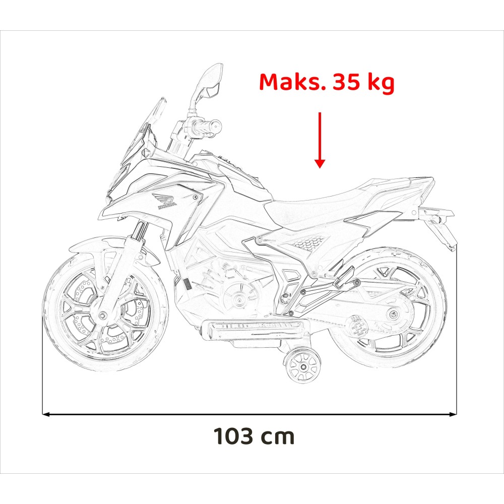 JOKO Elektrická Motorka Honda NC750X, nosnosť 35kg, MP3, USB, modrá